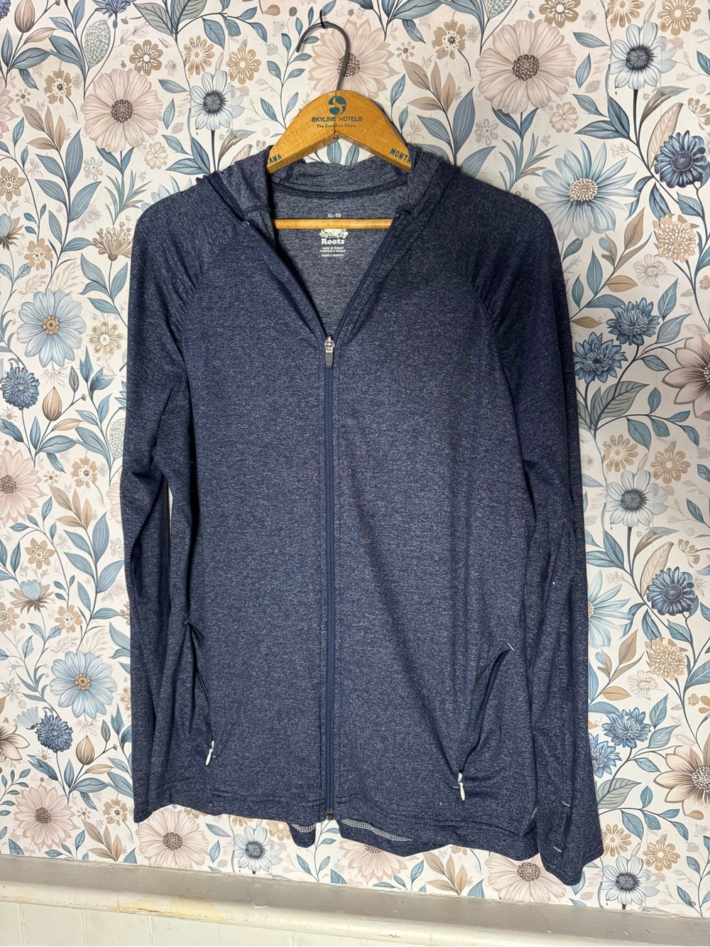Roots Navy Heathered Full-Zip Utility Jacket with Hood